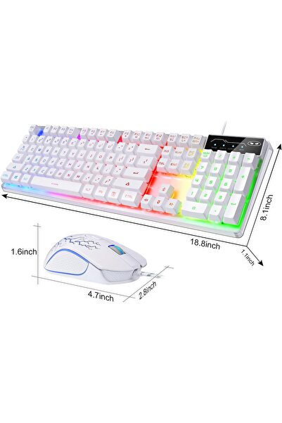 MageGee Gaming Keyboard and Mouse Combo, K1 RGB LED Backlit Keyboard with 104 Key for PC/Laptop(Whit