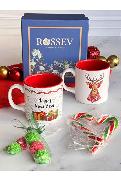 ROSSEV Gift Christmas Red Mug Set for 2 People with Special Gift Box