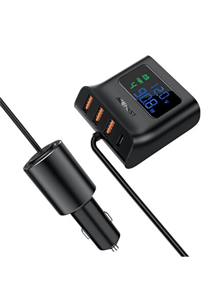 Acefast Încărcător auto 90W, 3x USB + 1x Tip-C, Splitter 90cm, PPS, PD3.0, QC...