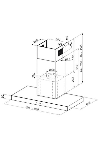 Franke Faber Stilo Glass Smart X/V A90 Paslanmaz Çelik Duvar Tipi Davlumbaz