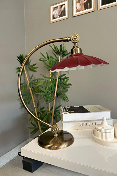 Bamyum Risso Vişne Çürüğü Eskitme Kuğu Gövde Masa Lambası Dekoratif Abajur Çocuk Odası Başucu Lambası