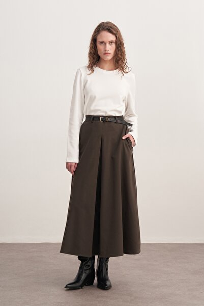 EBU Prive Fusta Pilikaşe din Gabardină pentru damă, kaki închis