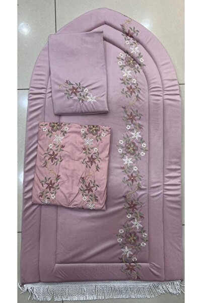 Generic Prayer set consisting of a padded embroidered sponge prayer rug with a prayer sheet made of excellent cold material and a Quran cover