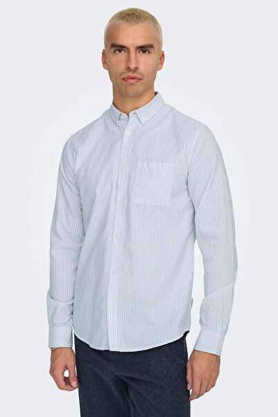 ONLY ONSALVARO Чоловіча сорочка Slim Fit Oxford у смужку з довгими рукавами