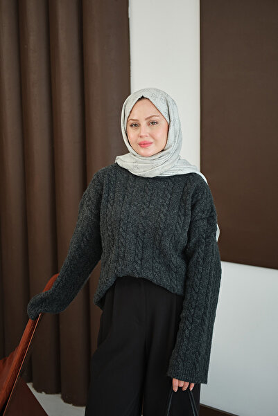 LOCCO Women's Knitted Patterned Knitwear Tunic Black