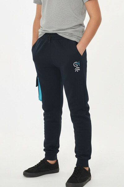 BY WORRN Pantaloni de trening pentru băieți, buzunar cargo piese, cu fleece în interior, 9 - 16 ani - 4241