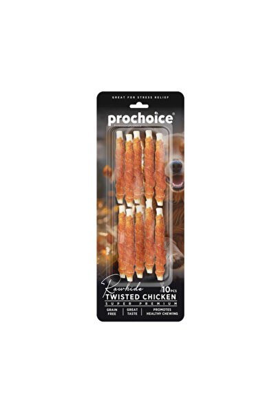 ProChoice NRTMSA 10 parça Twisted Chicken, Köpekler için Tavuk Derili Burgu (...