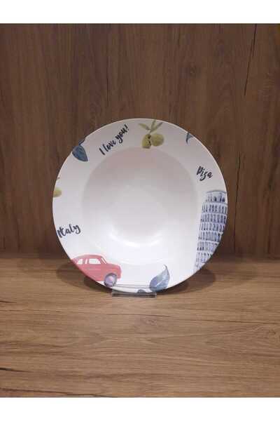 Keramika Macarna Plate 26 cm Digital Printing Mat