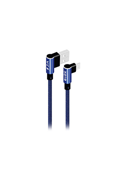 S-LINK SW-C557 3A - 15cm Micro Lacivert Kılıflı Metal -L- Kablo