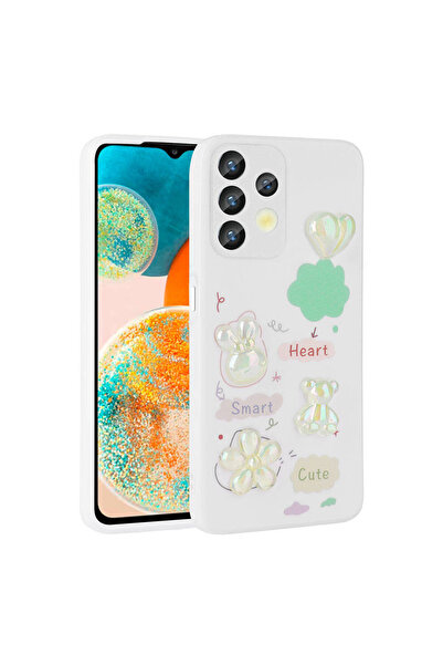 zore غطاء سيليكون لهاتف Galaxy A13 4G مع تصميم منقوش ولامع من MRSA Toys - أبيض