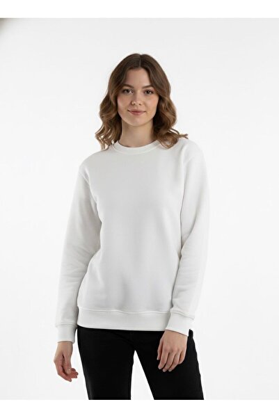 assef Women's Relax Fit Comfortable Cut Cotton Soft Textured Fleece Lined Cre...