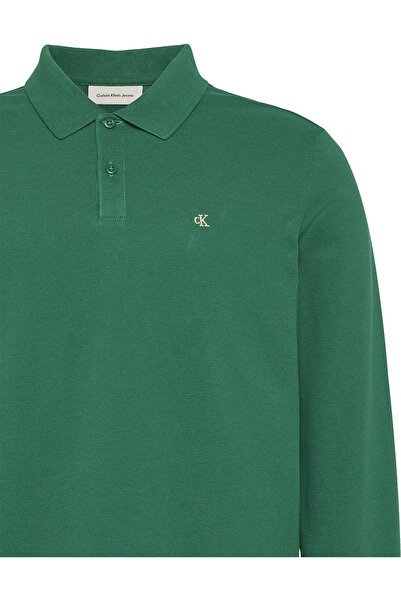 Calvin Klein Men's Long Sleeve Regular Fit Button Closure Green Polo Neck T-Shirt Lv04Re201G-2Es