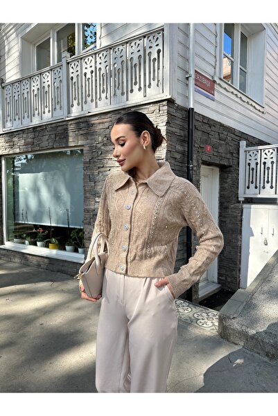 ikomteks Stone Glitter Stylish Knitwear Cardigan