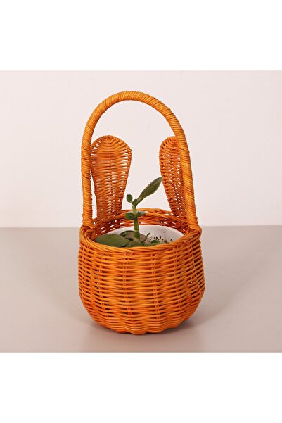 Mylamp Rattan Rabbit Orange Decorative Basket 14X13X29 cm