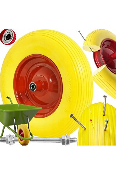 VERKE Roata completa pentru roaba, carucior 390 x 91, ax 1 mm, janta 220 mm,