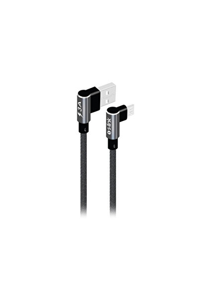 S-LINK SW-C557 3A - 15cm Micro Gri Kılıflı Metal -L- Kablo