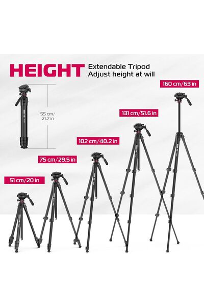 ulanzi MT-56 Ombra Video Travel Tripod, 63" Professional Tripod with Fluid Pan-tilt Head