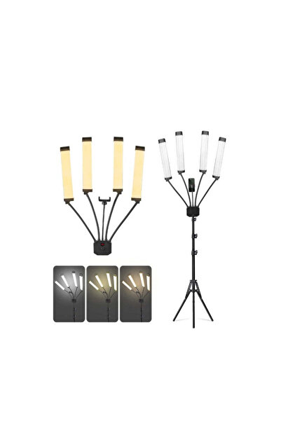 Cosmeticos LED лампа 65w, 4 рамена, пръстеновидна светлина, студена/топла све...