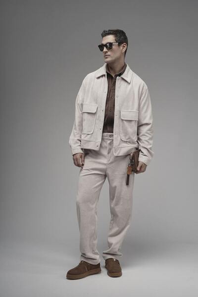 Butik Trend Biz Regular Snap Fastener Jacket and Pants Velvet Set