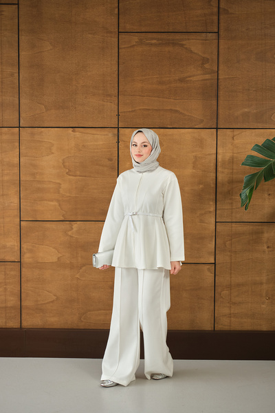 LOCCO Costum de scuba pentru femei cu fermoar Ecru