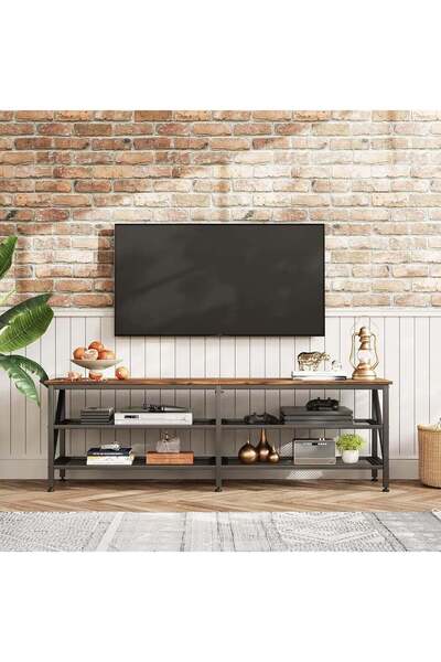 China Modern TV Table with Storage Units and Metal Frame