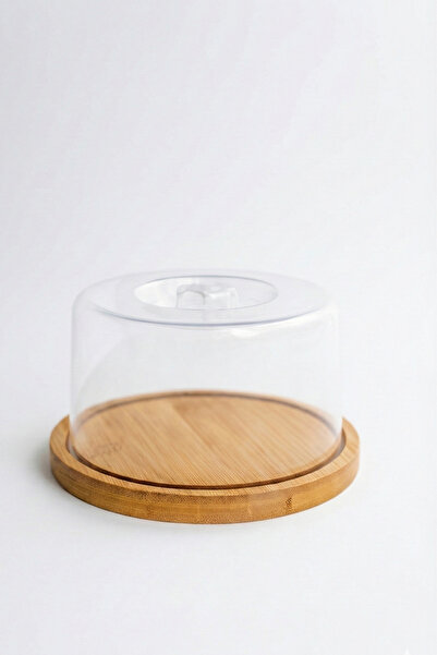 Fhilli Lunin Bamboo Base Transparent Cover Cake Stand Pastry Display and Storage Container Small