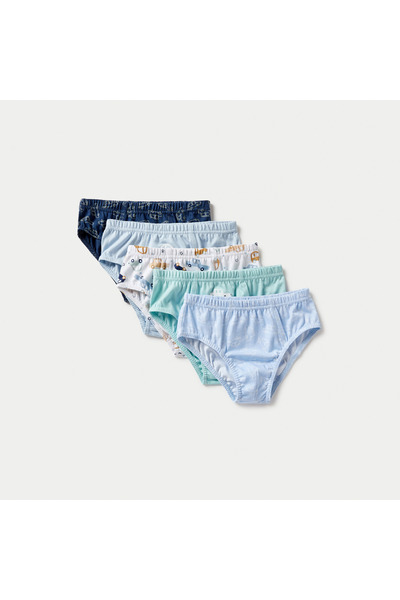 Juniors Car Print Brief with Elasticated Waist - Set of 5