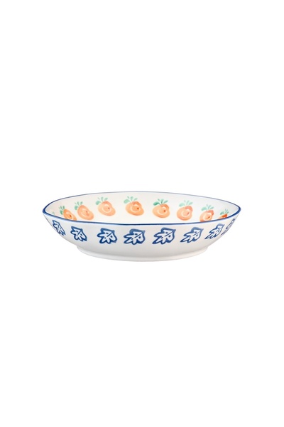 BJORN Set of 4 Deep plates, NAPOLI Citrus, hand-painted porcelain, Ø21.5cm, 90cl