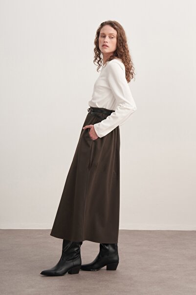 EBU Prive Fusta Pilikaşe din Gabardină pentru damă, kaki închis