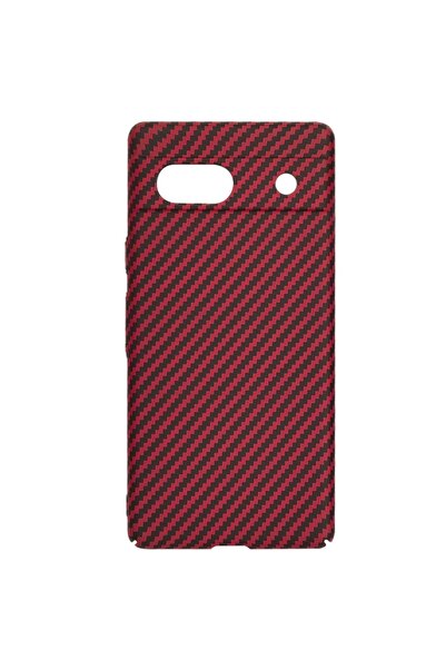 SKYDDAR INNOVATION Case for Google Pixel 7a, carbon texture, Carbonite FiberShell, sticker set, Red