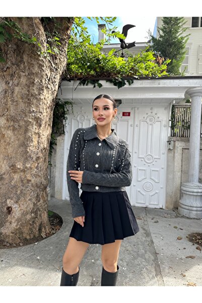 ikomteks Stone Glitter Stylish Knitwear Cardigan