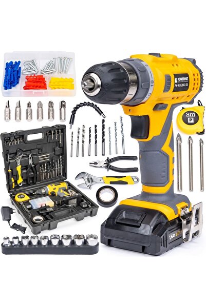 Powermat Masina de gaurit cu acumulator 20V 100 accesorii,