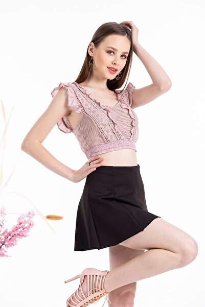 LACHT Women's Black Elastic Waist Mini Skirt