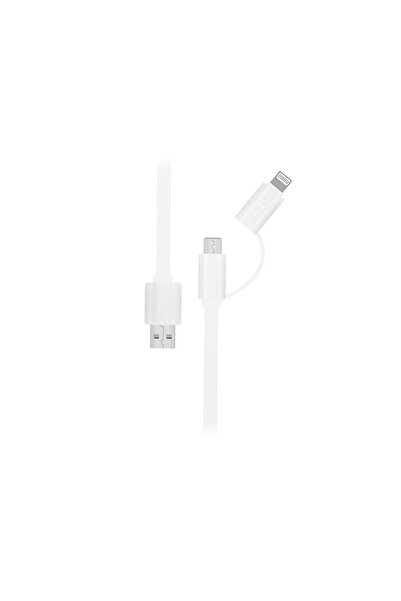 S-LINK SW-C215 15cm USB Micro / İPhone Beyaz 2 in 1 Flat Cable