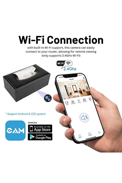 iUni Mini Camera IP73, Napkin Holder, Wi-Fi, Full HD, 32GB, Live View on Phone