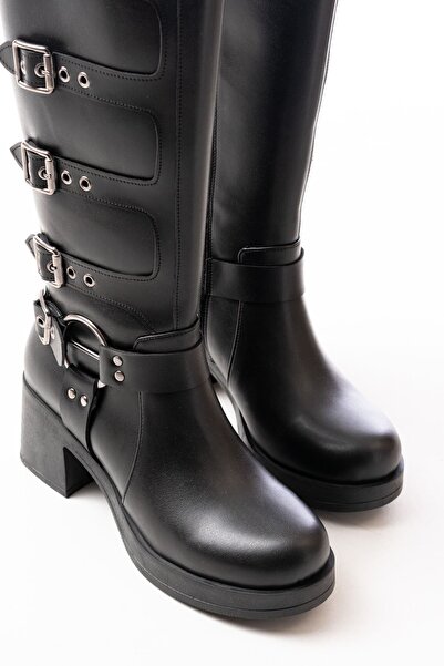 Zerenyus Zri̇n-3015 Premium Heeled Women's Boots with Zipper and Buckle Accessories