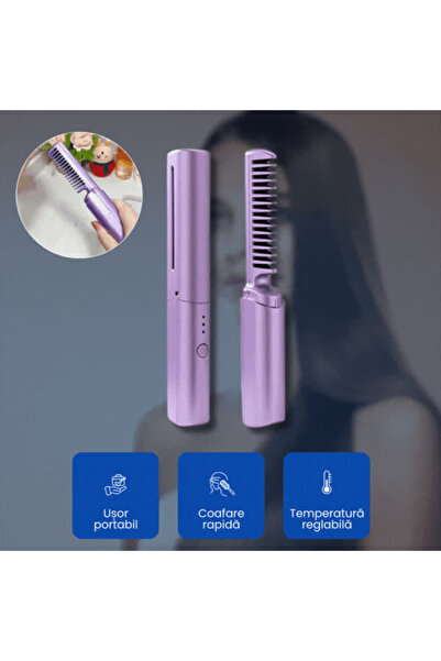 OferteTop Cordless Electric Comb with Fast Heating for Straightening and Styling Hair