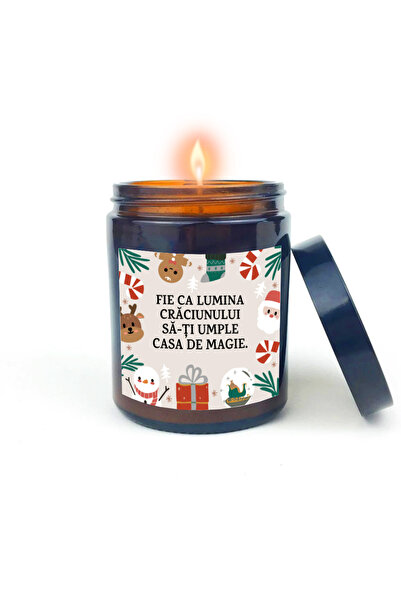 BUNILU Scented candle made of natural wax, in a glass container with a lid, gift with a Christmas label