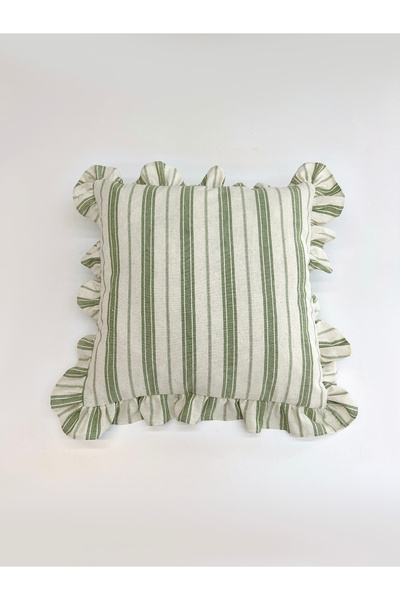 Galia Tasarım غطاء وسادة مخطط من تيرا ستريب - غطاء وسادة مخطط من الكتان البوه...