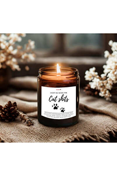 BUNILU Scented candle made of natural wax, glass container with lid, gift with funny label Cats