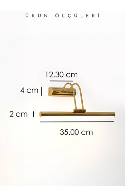 ÖZER LİGHT Usb Sarjlı Resim,tablo, Ayna Üstü Banyo Ledli Aplik Gold Flüt Aplik 3000k Günışığı