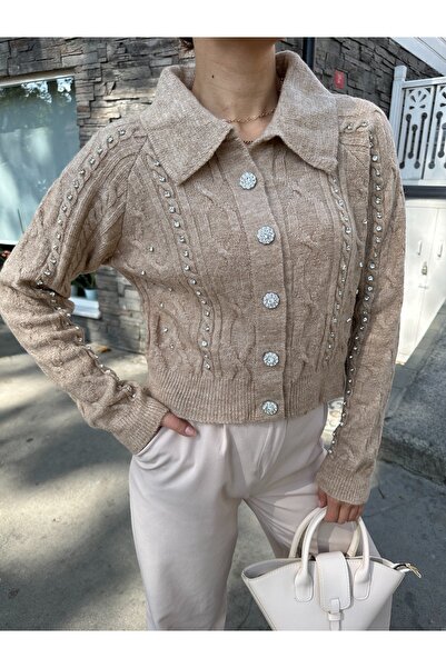 ikomteks Stone Glitter Stylish Knitwear Cardigan