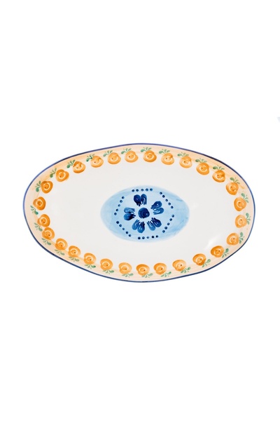 BJORN Set of 2 Oval serving plates, NAPOLI Citrus, hand-painted porcelain, 36.5 x 22 cm