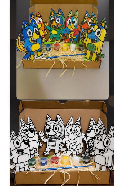 ALİS WORLD Montessori Bluey Temalı Boyama Seti Kendin Yap Eğitici Öğretici Oy...