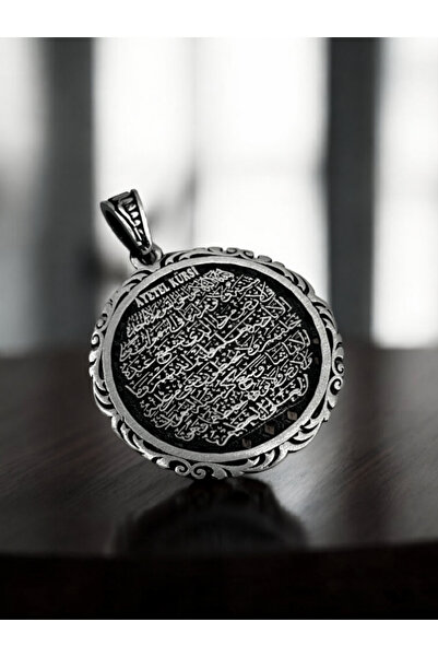Gümüş Sanatı 925 AYAR GÜMÜŞ AYETEL KÜRSİ VE NAZAR DUASI KOLYE UCU