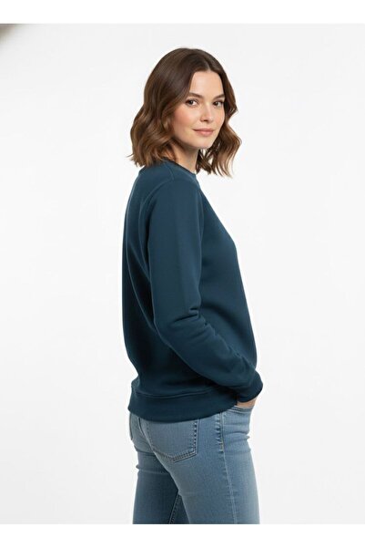 assef Unisex Relax Fit Comfortable Cut Cotton Soft Textured Fleece Inside Crew Neck Sweatshirt