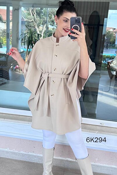 İnce Topuk Belden Tie-Up Poncho 6K294