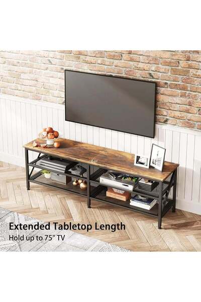 China Modern TV Table with Storage Units and Metal Frame