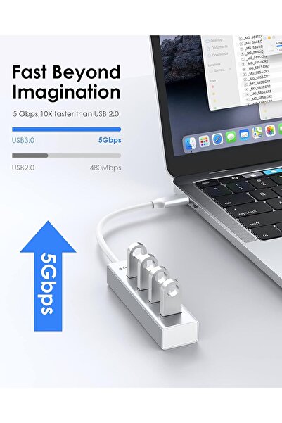 LENTION 4-in-1 USB C Hub, 4 USB 3.0 Ports, USB C to USB A Multiport Adapter (CB-C22s, Silver)