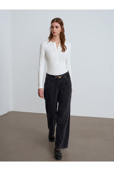 Dilvin 72088 bumbac 100% Blugi largi-Negru